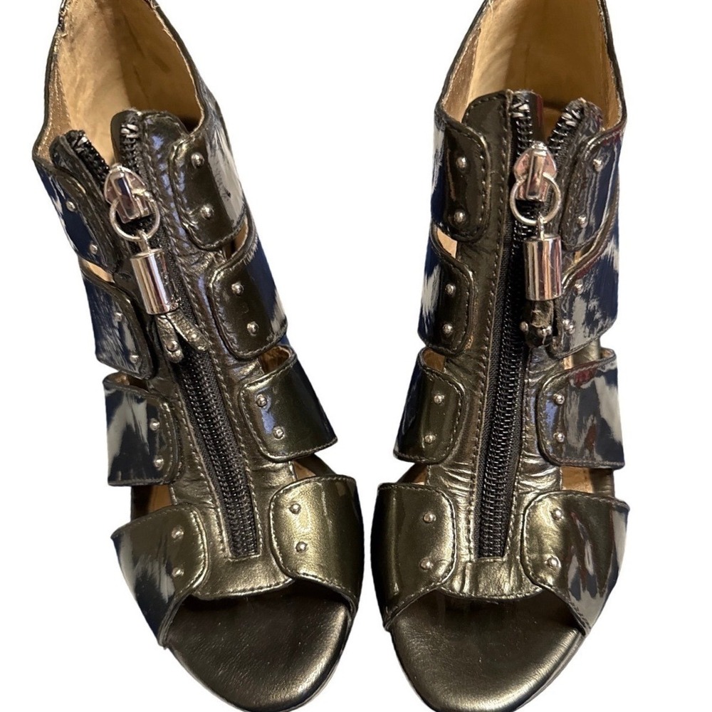 Sofft Metallic Gold Gladiator Zipper Heels Sandals Women's Size 7 1/2 M